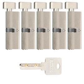 Jeriup B-Group 70mm(30/10/30) KEYED Alike (Multiple cylinders Sharing one Key) Copper Euro Profile Lock Cylinder with 3 Keys (dimple), Single Open, Satin Nickle, Anti-Rust, Corrosion Resistant