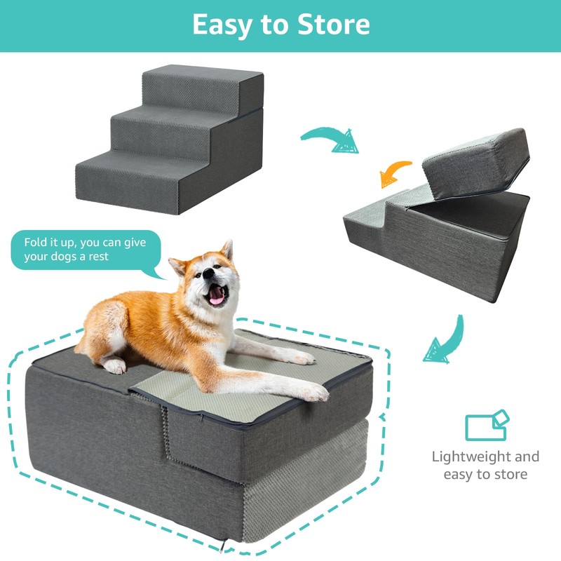 YENING Large Dog Stairs for High Beds - Extra Wide