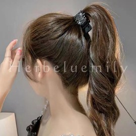 Herbeluemily Hair Claw Clip, Rhinestone Bijou Pony Holder, Hair Clip, Hair Ornament, Formal, Black B