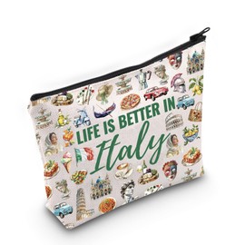 WCGXKO Italy Souvenir Makeup Bag Italy Travel Gift Italy Culture Gift Italy Trip Gift for Italy Lover (Italy Bag)