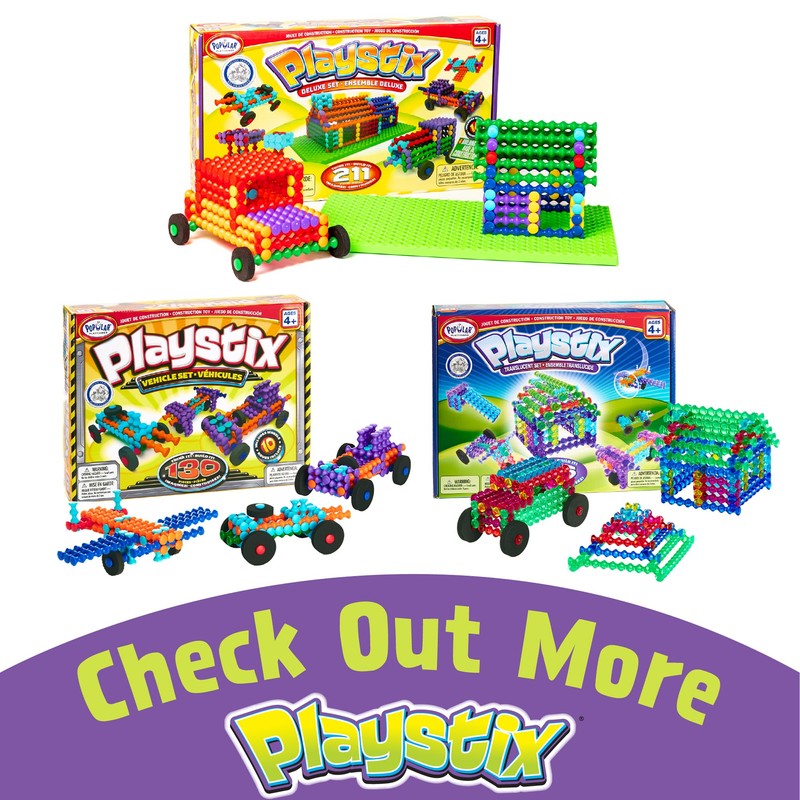 POPULAR PLAYTHINGS Playstix Construction Toy Set with Building Sticks for
