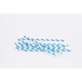 Light Blue Striped Drinking Paper Straws for Birthday Party Wedding Baby Shower Biodegradable Straw Box of 100