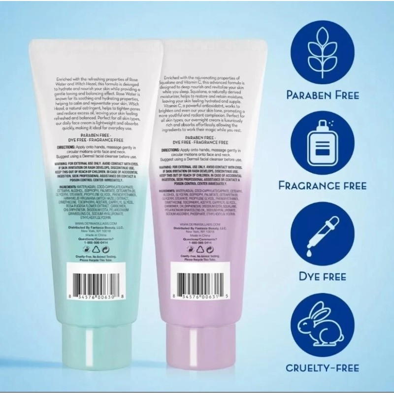 Dermasil Oil Free Cream Daily /Night Face Cream-Rose Water/Witch Hazel/Vit.