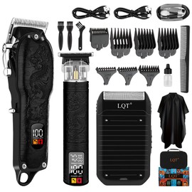 LQT Professional Hair Clippers for Men, Professional Barber Clippers and Trimmer Set, Cordless Rechargeable Electric Hair Clippers for Hair Cutting, Men's Gifts for Husband, Barbers, Father