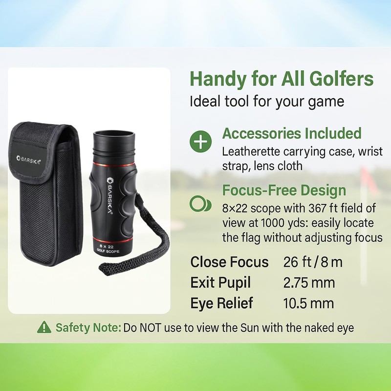 Barska Blueline 8x22 Golf Scope Clam