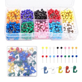 1000 Pcs Map Push Pins, Plastic Coloured Round Head Tacks, Push Pins Map Tacks with Hooks, Cork Board Pins Decorative Drawing Pins with Steel Points for World Map, Cork Board, Fabric Marking, DIY