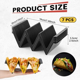 Ulezuar 7 Pcs Taco Holder Stands, Black Large Tray Plates Plastics Holder for Baking, Dishwasher and Microwave Safety