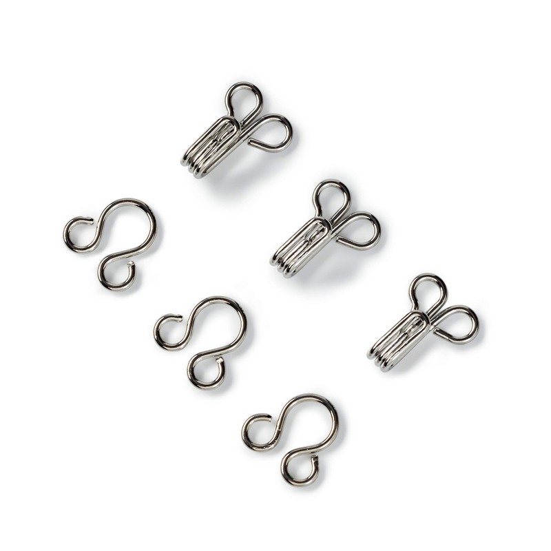Prym 2 Eyes Hooks and Brass, Pack of 12, Silver