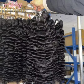Factory Wholesale 100% Cuticle Aligned Hair Extension Raw Indian Human Hair Raw Vietnamese Burmese Curly Haircolor: 1pcs Natural wave hair, Stretched Length: 16 Inches