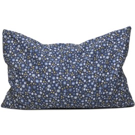 Herb Pillow 30 x 20 cm Organic Cotton "Flower Blue" + Organic Inlet Filled with Sage, Anise, Chamomile, Peppermint, Thyme, Rosemary, Melissa, Lavender