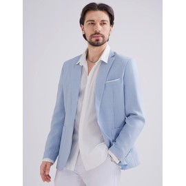MAGE MALE Men's One Button Blazer Lightweight Casual Sport Coats Solid Color Suit Jacket