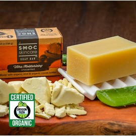 Certified Organic Soap Bar for Dry Skin & Sensitive Skin - Ultra Moisturizing Unscented - with Extra Virgin Olive Oil, Cocoa Butter, & Aloe - Vegan, All Natural, Handmade Luxury Soap