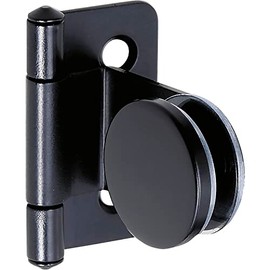 LAMP Glass Door Hinge Round Internal Wood Glass Hinge for Glass/Acrylic Doors, Steel Black