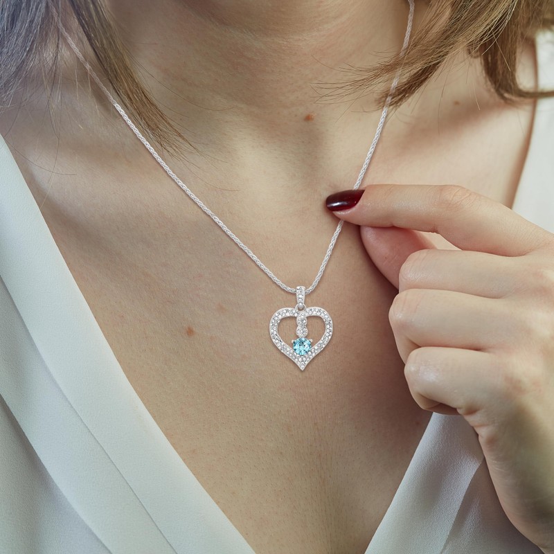 TRYNDI March Birthstone Necklace for Women - Infinity Aquamarine Necklace,