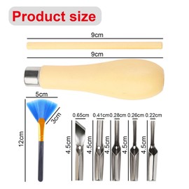 CLKE 1 Set Lino Cutting Tools, Engraving Sets, with 1 Cleaning Brushwood Carving Cutting Tool Set, Lino Cutting Tools Kit for Soft Wood, Linoleum, and Rubber