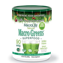 MacroLife Naturals MacroLife Naturals Macro Greens Powder 38 Superfood Probiotic Antioxidant Enzyme & Herbal Supplement Immunity Energy Cleanse - Non-GMO Vegan Gluten-Free Dairy-Free - 30oz (90 Servings)