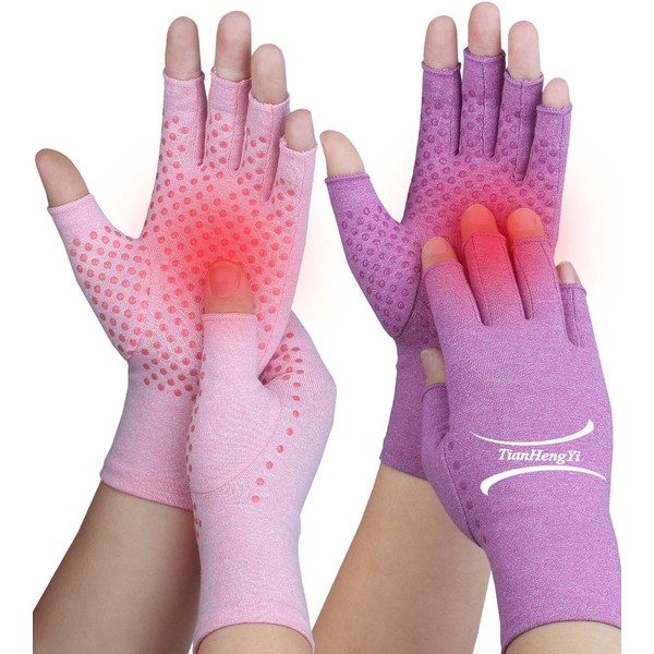 2 Pairs Arthritis Gloves for Pain Relief, Compression Gloves for