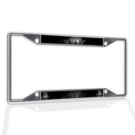 Fastasticdeals Metal Insert License Plate Frame an Silhouette Wolf with Yellow Eyes Weatherproof Car Accessories Chrome 4 Holes Solid Insert
