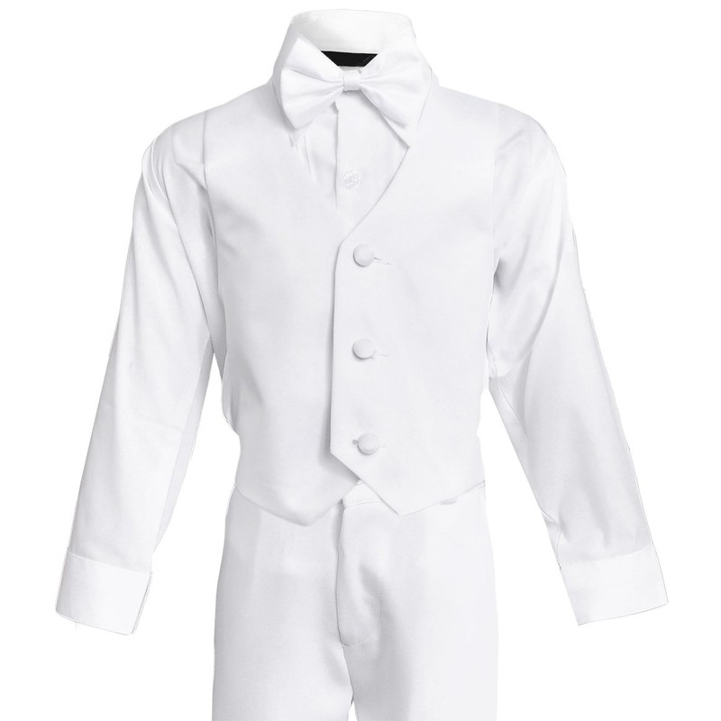 Black n Bianco Conjunto moderno de esmoquin para niño, Blanco,