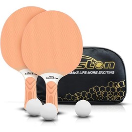 Senston Table Tennis Bat Set, Professional Table Tennis Bat with 3 Balls, Ping Pong Paddle Set Made of Rubber