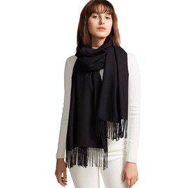 MaaMgic Women's Large Soft Feel Pashmina Shawls Wraps Light Winter Scarf,Black