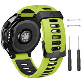 NotoCity Compatible with Forerunner 220 Watch Bands Black Buckle Sport Silicone Watch Strap Replacement for Forerunner 230/220/235/620/630/735XT and Approach S20/S5/S6 Smartwatch (Green-black)