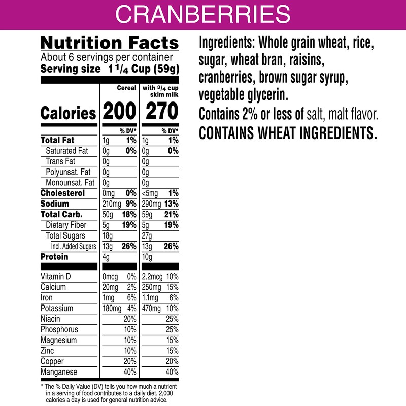 Kellogg's Raisin Bran, Breakfast Cereal, Original with Cranberries, Good Source