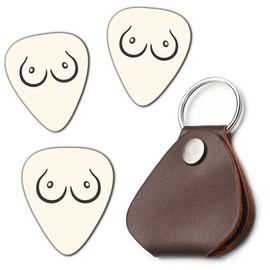 Pack of 3 x TitPick Guitar Picks - Electric & Acoustic Guitar Picks - with Leather Plectrum Holder Keyring - 0.96mm 'Firm'