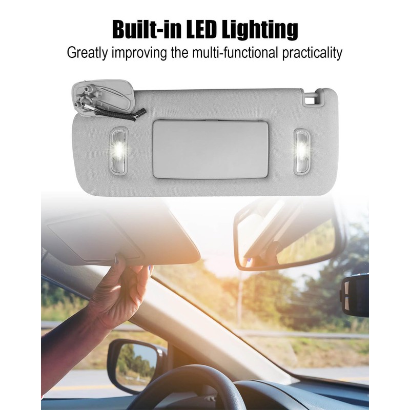 Driver Side Sun Visor with LED Light Fit for GMC