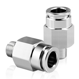 TAILONZ PNEUMATIC 304 Stainless Steel Male Straight 10mm Pipe OD x 1/8 BSP Push to Connect Fittings PC10-01 (Pack of 5)