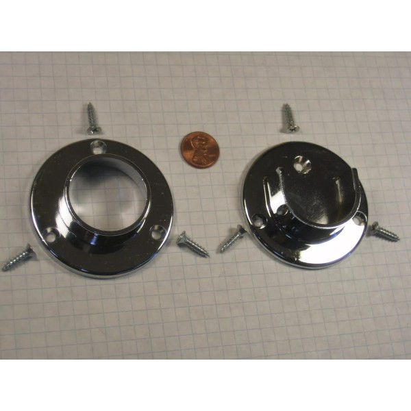 Econoco OPEN AND CLOSED 1-1/4" ROUND HANGROD FLANGES, ZINC DIE-CAST,