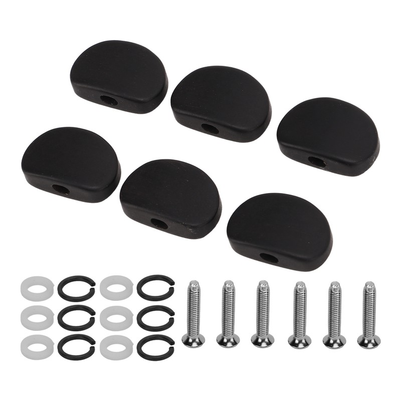 6Set Guitar Tuning Peg Buttons Ebony Metal Tuner Machine Head