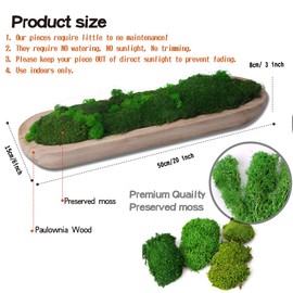 ACADOIT Moss bowl Centerpiece Table Decor Moss Planter Preserved Moss Gift Wood Nature Bowl One Gift Wedding Centrepieces (20" Long) (BURLYWOOD-RE-20)