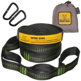 Wise Owl Outfitters Hammock Straps for Trees – 10ft Heavy-Duty Tree Hanging Kit with Carabiners, 38 Loops & Hooks – Essential Hammock Accessories for Camping