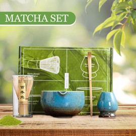 Matcha Tea Set | Tea Ceremony Kit,Set of 4 Ceremonial Traditional Cooking Utensils for Girl Friend Men Women Home Birthday Kitchen Christmas