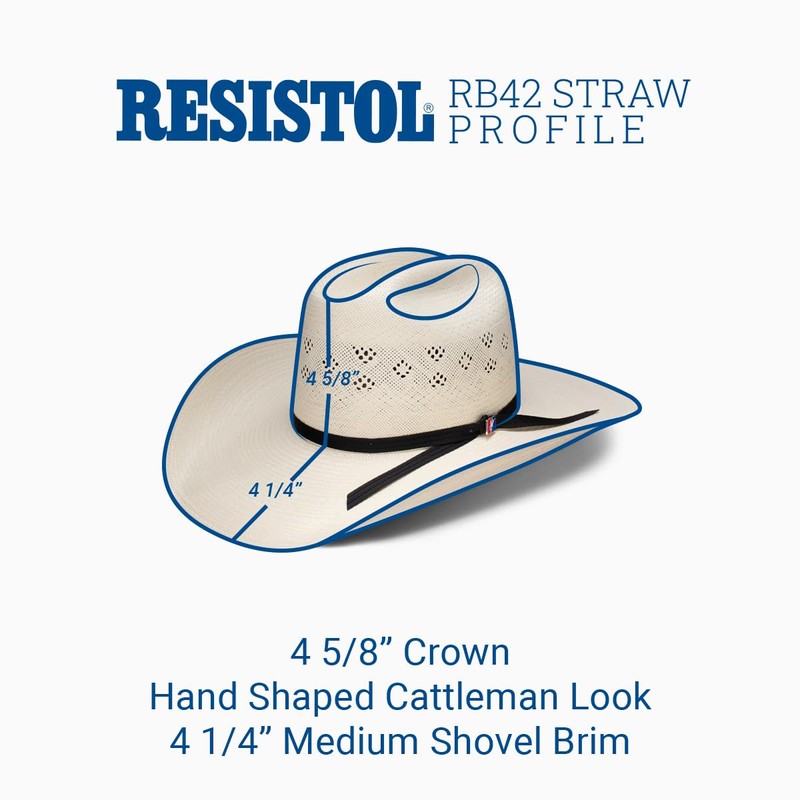 RESISTOL Men's 20X Natural Wright Cody Cord Band Western Straw