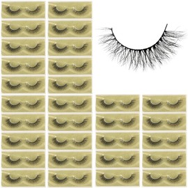 APCYUST Lashes Mink Bulk 30 Pair Wholesale Lashes 5D Fluffy Eyelashes Wholesale Faux Mink Eyelashes Natural Medium Length Fake Lash with Portable Pack (Semi-Full 30 Pairs)