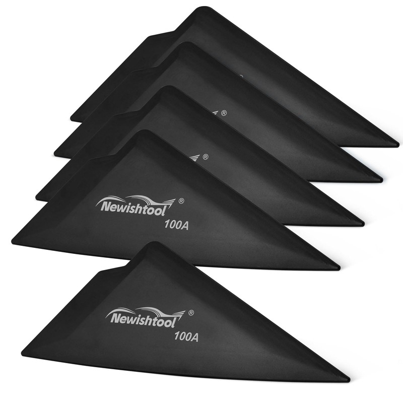 NEWISHTOOL 5-Pack Window Tint Tools Triangle Squeegee, 100A Hardness Black