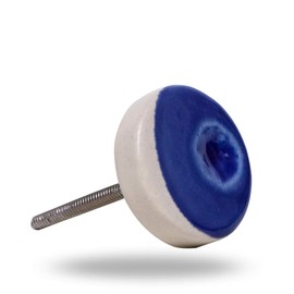 TRINCA-FERRO Set of 6 Ceramic Double Vision Blue Knob Kitchen Cabinet Cupboard Door Dresser Wardrobe and Drawer Pull for Bahtroom | Bedroom | Office | Kitchen