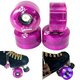 Luminous Wheels Roller Skates LED Light Wheels (Pack of 4) Quad Skates Wheels 62 mm 85a (Purple Haze)