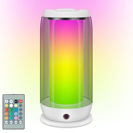 BIGMONAT Bedside Table Lamp with Remote, Multi-Colors LED Nightstand Light with Rechargeable,Timer, Dimmable Night Lighting for Bedroom, Living Room (White, 1 Pack)