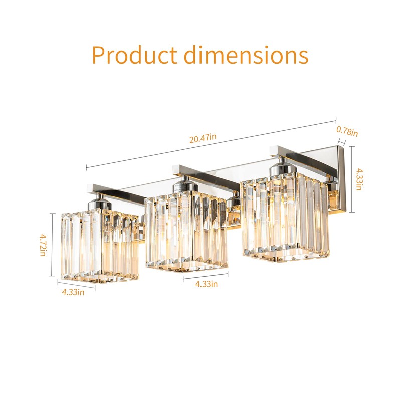 FDPBY Modern Bathroom Vanity Light 3-Lights Chrome Crystal Bathroom Wall