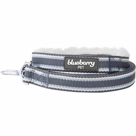 Blueberry Pet Multi-Colored Stripe Fleece Padded Dog Leash with Soft & Comfortable Handle, 5 ft x 5/8", Grey, Small, Leashes for Dogs