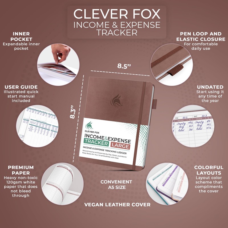 Clever Fox Income & Expense Tracker Large – Accounting &