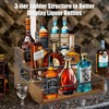 AT-VALY 3-Tier Liquor Bottle Display Shelf, Iron&MDF Countertop Wine Rack,