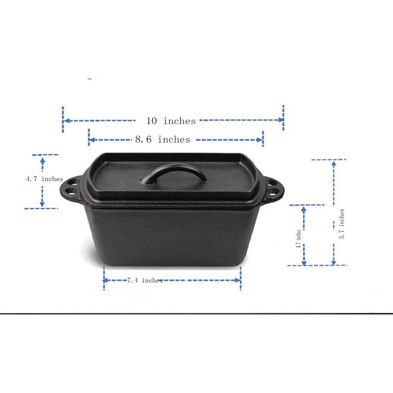 JINYEZI Cast Iron Bread Loaf Pan with Lid - 10x4.7