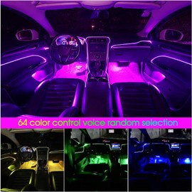 splendiferous Interior Car LED Strip Lights, LED USB Neon Glowing Strobing Electroluminescent Wire Lights with DIY Colors Music Microphone Control, Ambient Lighting Kits for Car, Garden, Decorations