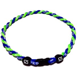 Sport Ropes Double Titanium Necklace (Blue/Lime, 18")