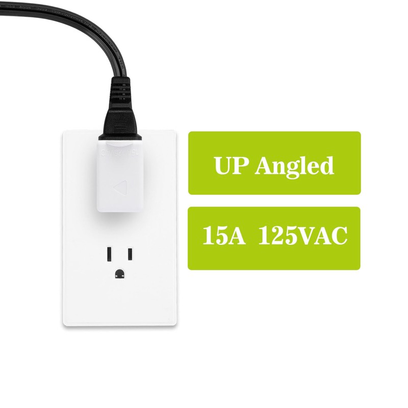 90 Degreen 2 Prong Adapter, Plugrand Up Angled Nema 1-15P