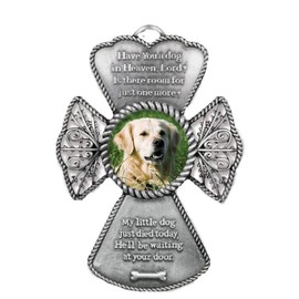 BANBERRY DESIGNS Dog Remembrance Photo Ornament - Cross Picture Christmas Keepsake - Memorial Poem Loss of Pet Gift